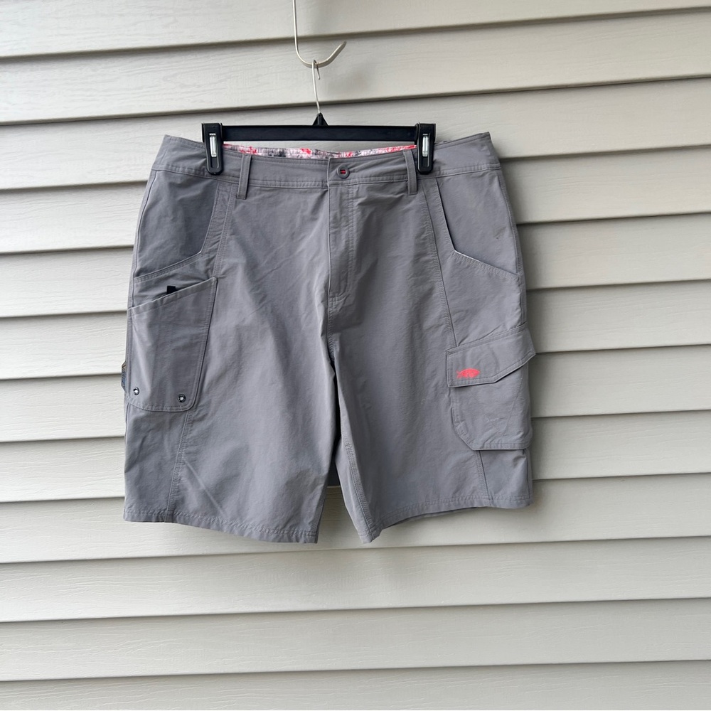 AFTCO Mens 40 Stealth Cargo Shorts Gray Aftech Fishing Active